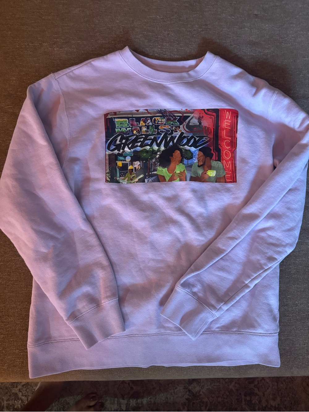Official Greenwood Rising History Center Lavender Crewneck Sweatshirt M